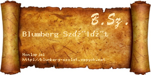Blumberg Szólát névjegykártya